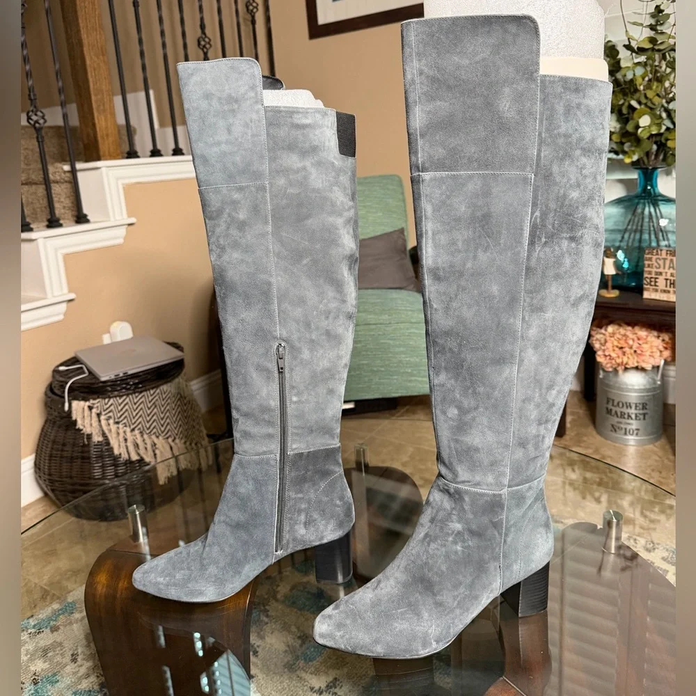 NEW White House Black Market Gray Suede Over the knee Boots, size‎ 9.5